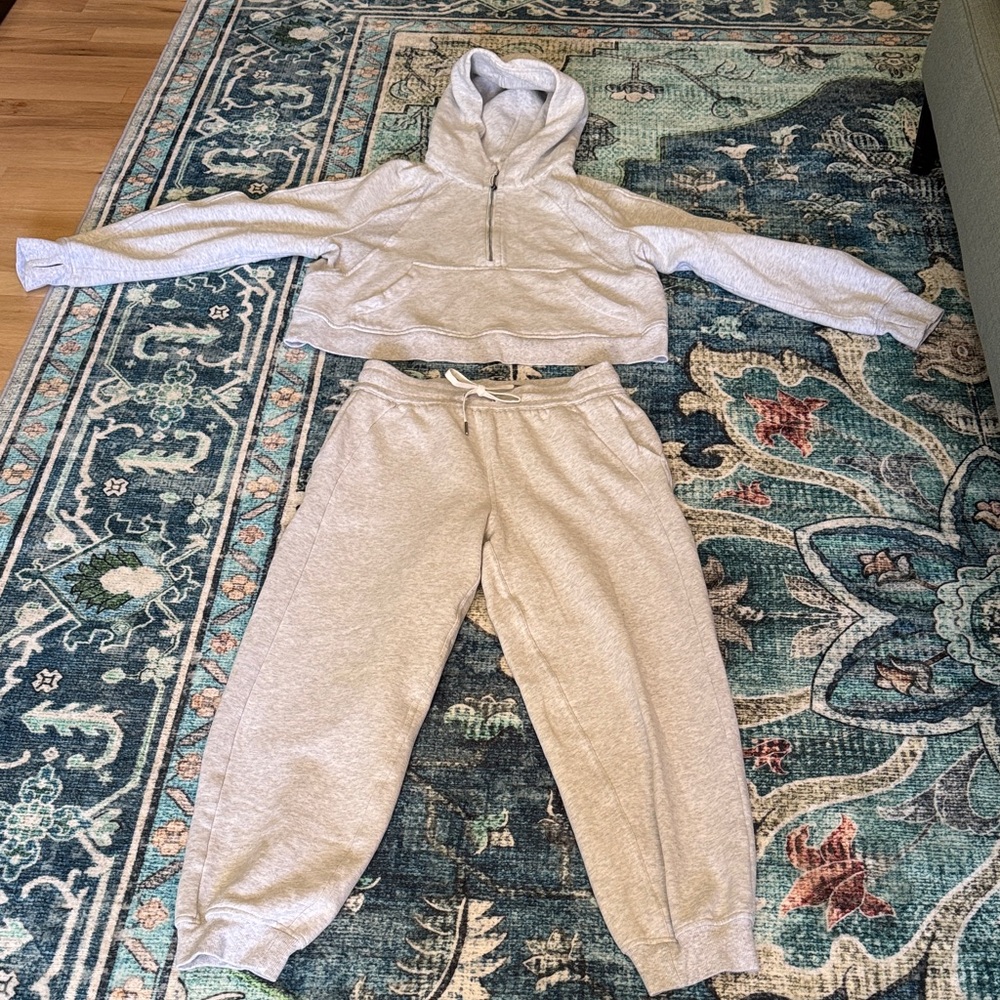 Lululemon Light Gray scuba Hoodie set